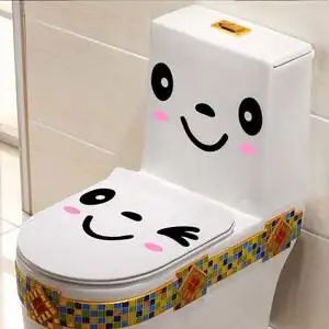 创意可爱笑脸卡通马桶贴个性洗澡洗手间厕所贴纸卫生间墙贴画装饰