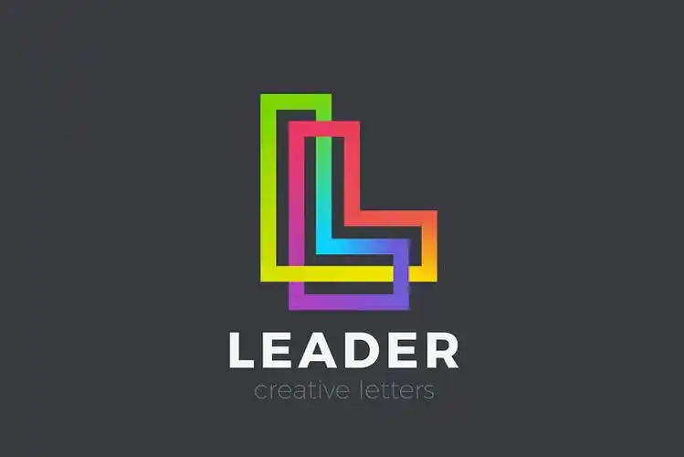 字母l标志几何字体设计矢量模板线性样式-无限循环彩色线会标标识概念