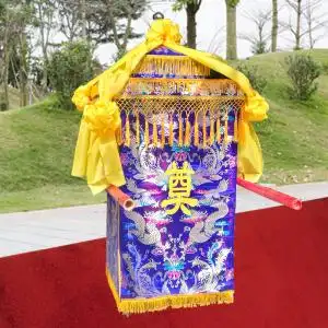 白喜事花轿殡葬用品抬骨灰盒坛子丧事轿子棺材灵事折叠铁艺木质轿