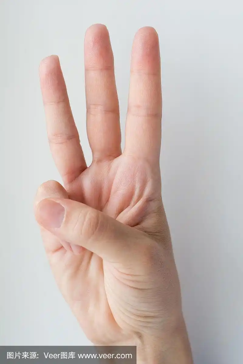 特写,数字3,淫秽的手势,垂直画幅,正面视角