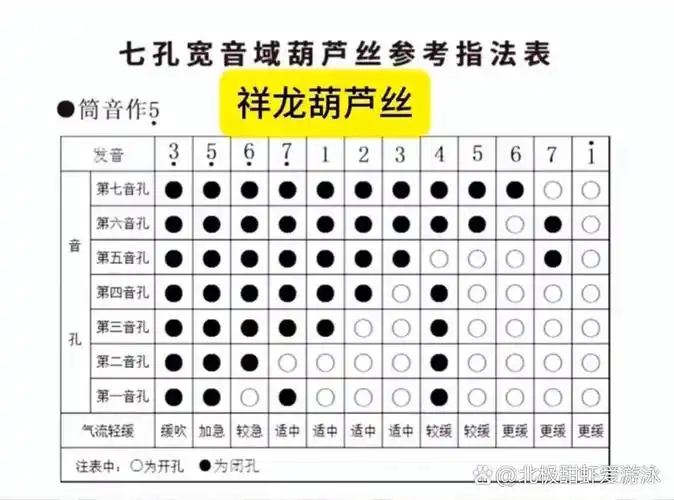 《葫芦丝宽音域指法表》