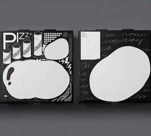 黑白sitko披萨盒包装设计