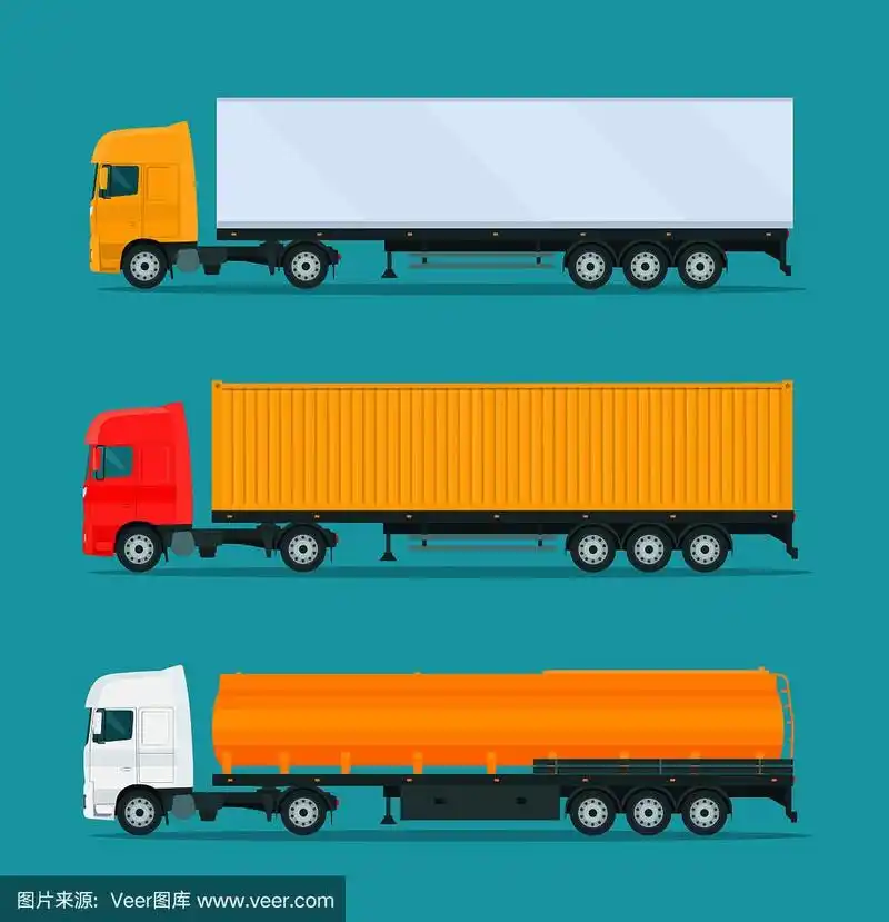 辆大卡车.矢量平面插图.