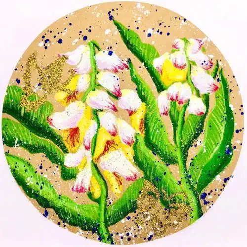 山姜花重彩画美术创意画儿童画教学课件