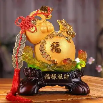 品摆件 家居客厅装饰品乔迁开业礼品办公室风水摆设 小金色福禄旺财