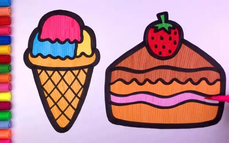 儿童简笔画教孩子画冰激凌蛋糕
