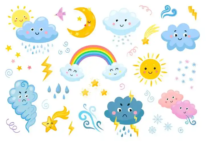 各种可爱的天气元素矢量素材epspng