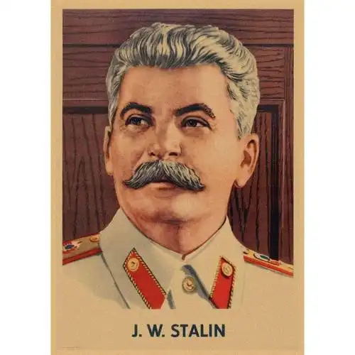 海报墙纸海报红色复古牛皮纸海报斯大林列宁马克思苏维埃政权装军绿色