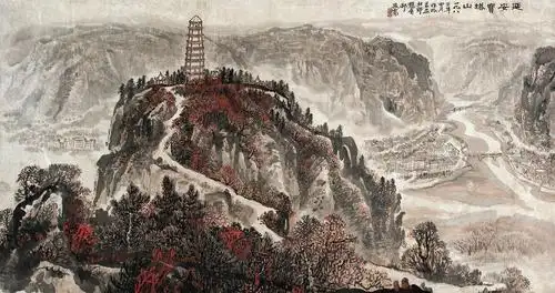 【延安宝塔山 镜片 设色纸本】拍卖品_图片_价格_鉴赏_绘画_雅昌艺术