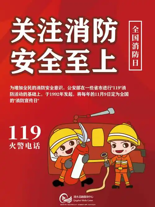 海报119全国消防日关注消防安全至上