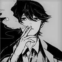 帅气动漫男生抽烟头像黑白图片