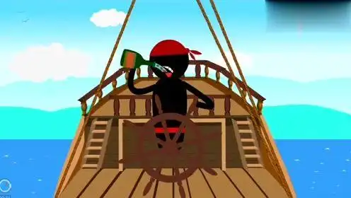 火柴人喝酒后开船,撞上大堡礁了,这下红胡子海盗船长发飙了