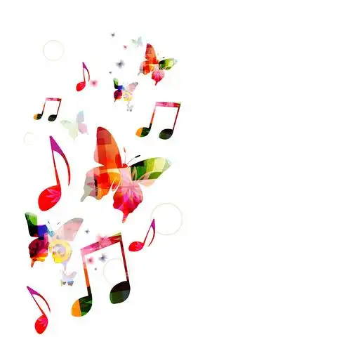 炫彩唯美蝴蝶音符矢量素材