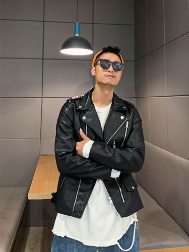 秋季痞帅美式翻领摇滚机车服皮衣夹克男ins流行韩版修身拉链外套