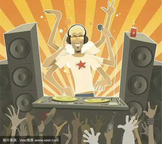 卡通男dj在派对