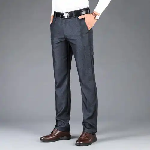 花花公子品牌春季新款休闲裤男商务直筒西裤工作裤宽松男士长裤子