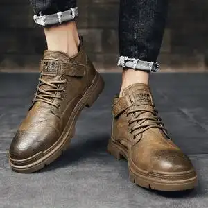 休闲鞋百搭舒适平底圆头英伦男士皮鞋系带黄黑绿棕色泉州安溪县59