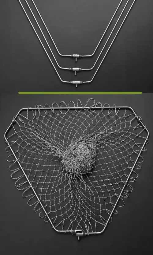 可折叠不锈钢三角抄网头闪电客大力马渔网兜大巨物捞鱼网头防挂