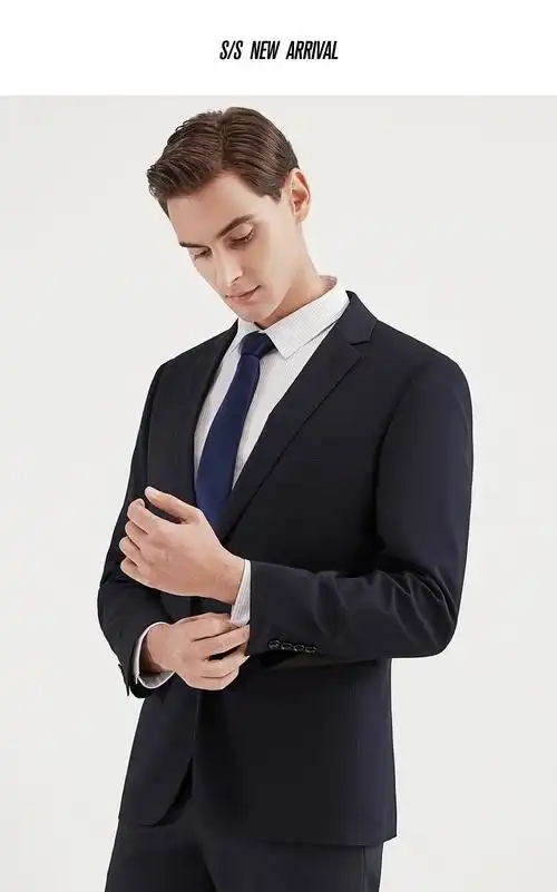 新款官方旗舰纯色平驳领职业商务正装单西中青年男士西装黑色4617092b