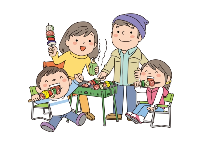 卡通家庭聚会烧烤图片