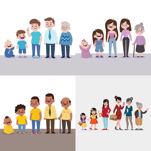人生不同年龄阶段ai矢量素材一生成长小孩设计素材