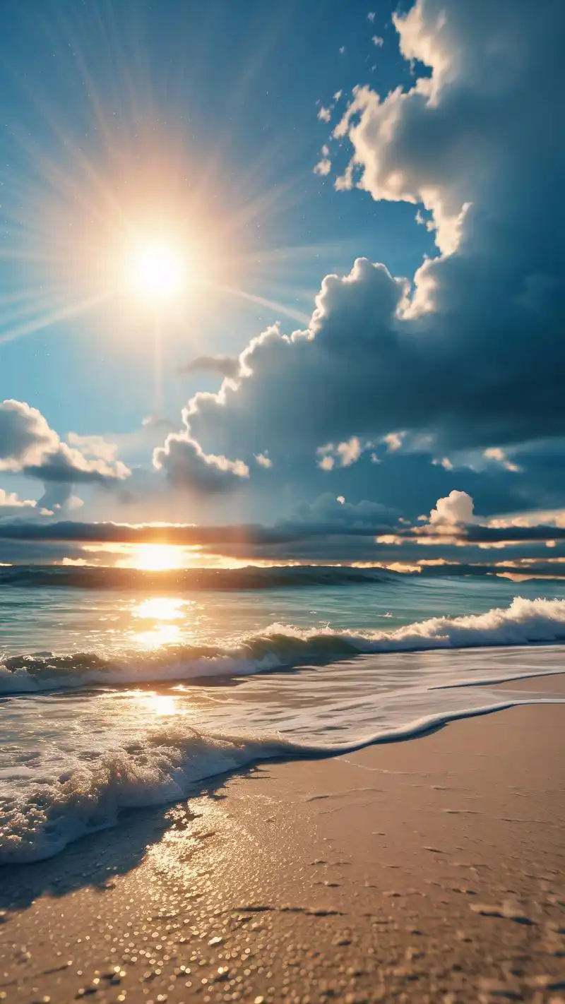 夏日海滩蓝天绝美壁纸9898 夏日炎炎,来一组清凉的海滩蓝天壁纸降