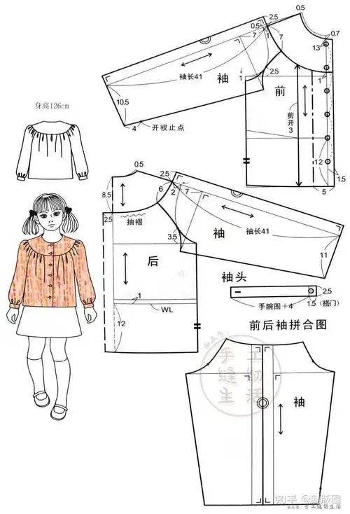 图纸| 126cm男女童衬衫 03.18制版裁剪图 - 知乎