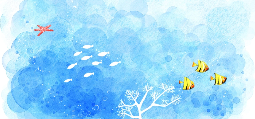 手绘蓝色海底世界