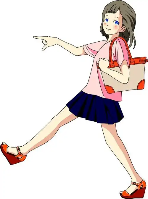 大步快走女孩矢量图片,包包,大步走女孩,可爱女孩,卡通美女,漫画人物