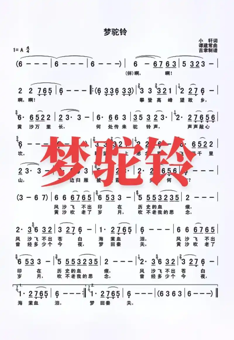 梦驼铃.梦驼铃#民间唢呐非物质文化遗产传承 #乐谱 #民间艺 - 抖音