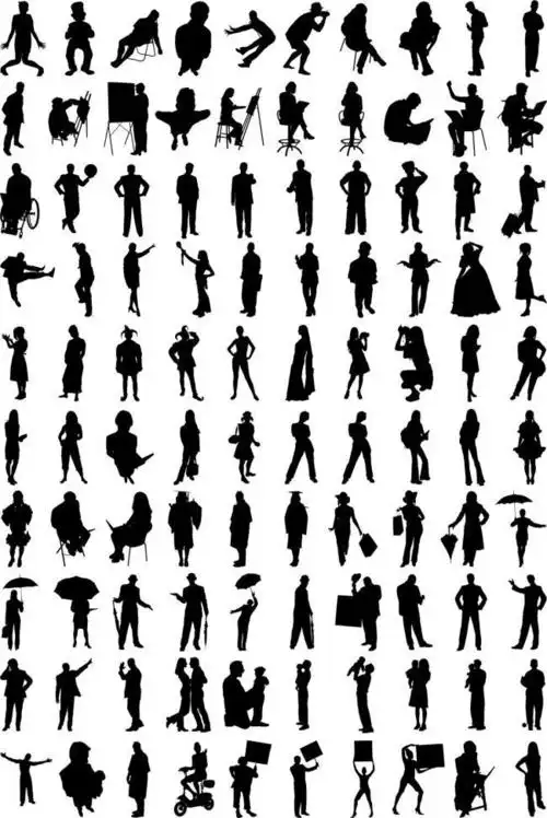 人物类黑白剪影-剪影人物-百图汇素材网