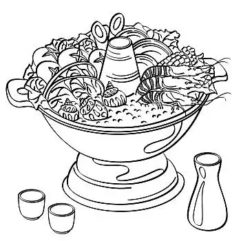 火锅,食物,新鲜食品,素描,风格