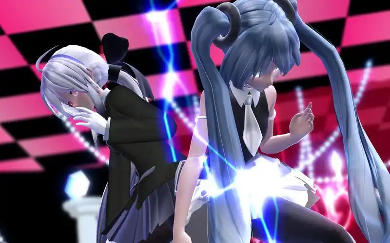 【mmd/1080p】3d左右声耳机福利/初音vs弱音酷炫斗舞