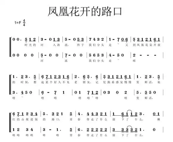 凤凰花开的路口 二四声部 厦门六中 编配改编合唱简谱钢琴伴奏 - 抖音