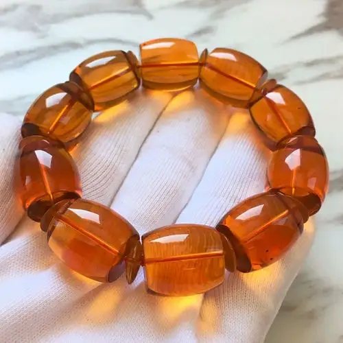 天然缅甸血茶珀桶珠手串