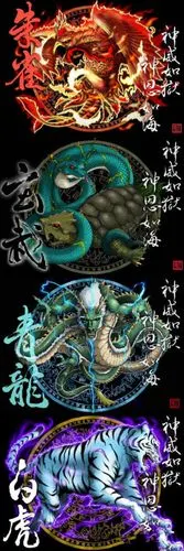 上古时代古人把天分为东西南北四宫,所以四圣兽又是镇守天官的四神