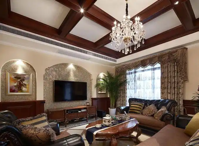 80平美式乡村风格吊顶装修效果图大全2020图片