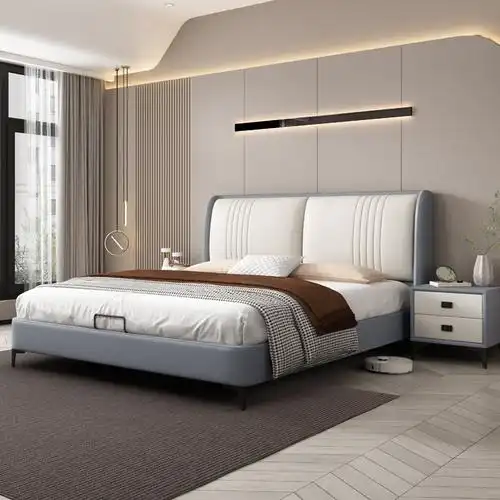 一米色彩科技布皮床软靠包卧室1.8m双人床婚床现代简约