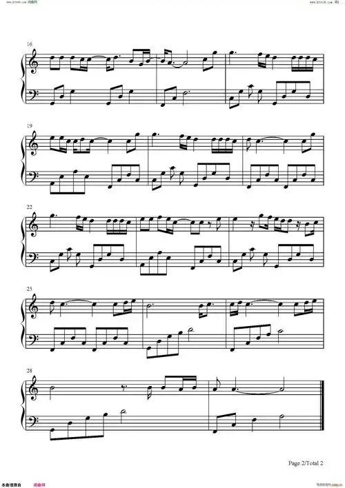 故乡(c调简单版) 许巍 歌谱简谱网