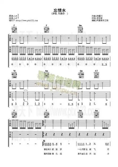 忘情水(吉他谱)1