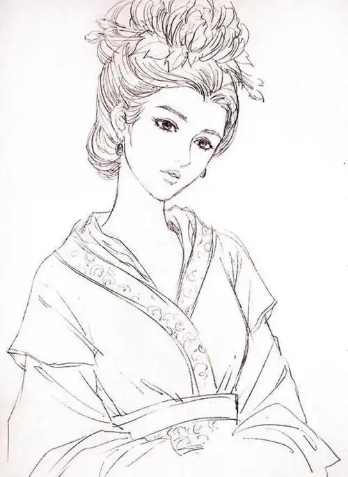 古风汉服人物手绘线稿|绘画|白描|线描|古体诗_网易订阅