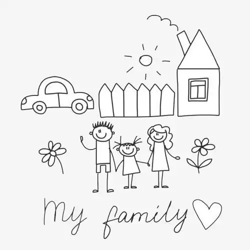 家庭人物简笔画家庭人物简笔画一家六口