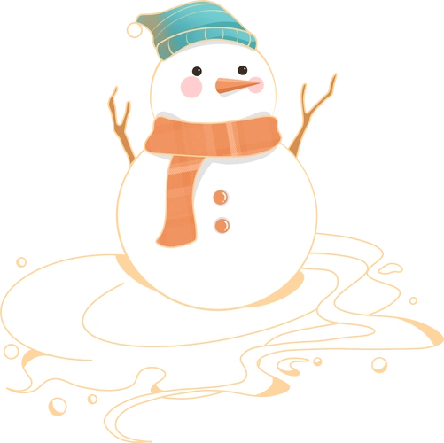 手绘插画卡通可爱雪地小雪人矢量图