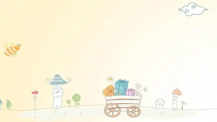 10张可爱卡通插画风格ppt背景图片