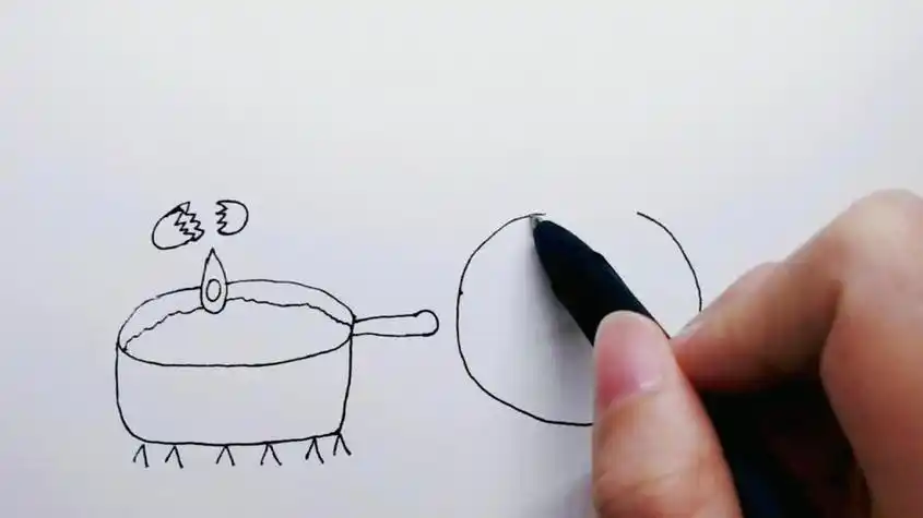 小孩子炒鸡蛋简笔画