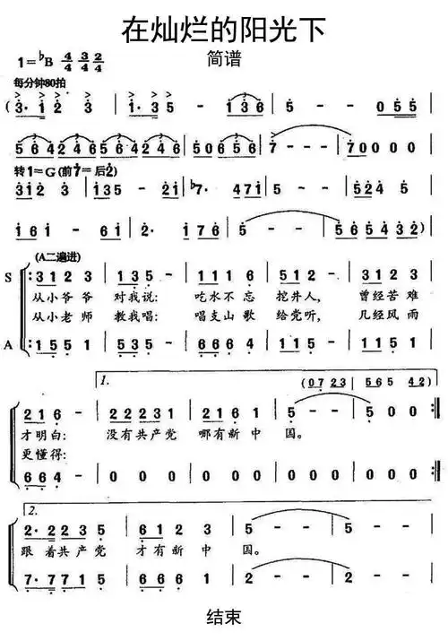 在灿烂的阳光下简谱-虫虫乐谱