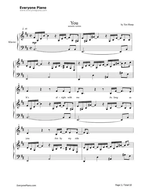 you-ten sharp-钢琴谱文件(五线谱,双手简谱,数字谱,midi,pdf)免费
