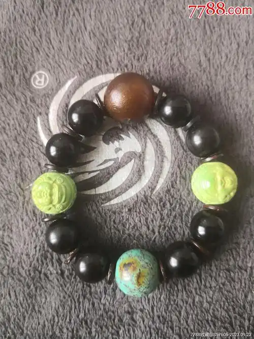 原矿天然湖北绿松石配天然玛瑙可可西里原创自编款手链_价格269元