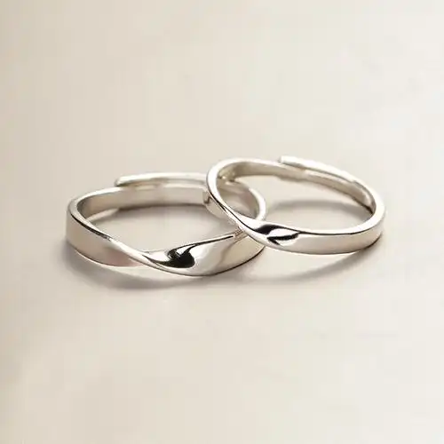 银饰今生s925纯银戒指女日韩个性情侣对戒莫比乌斯指环简约开口戒