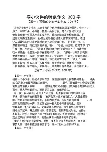 伙伴作文之写小伙伴的特点作文300字.docx 5页